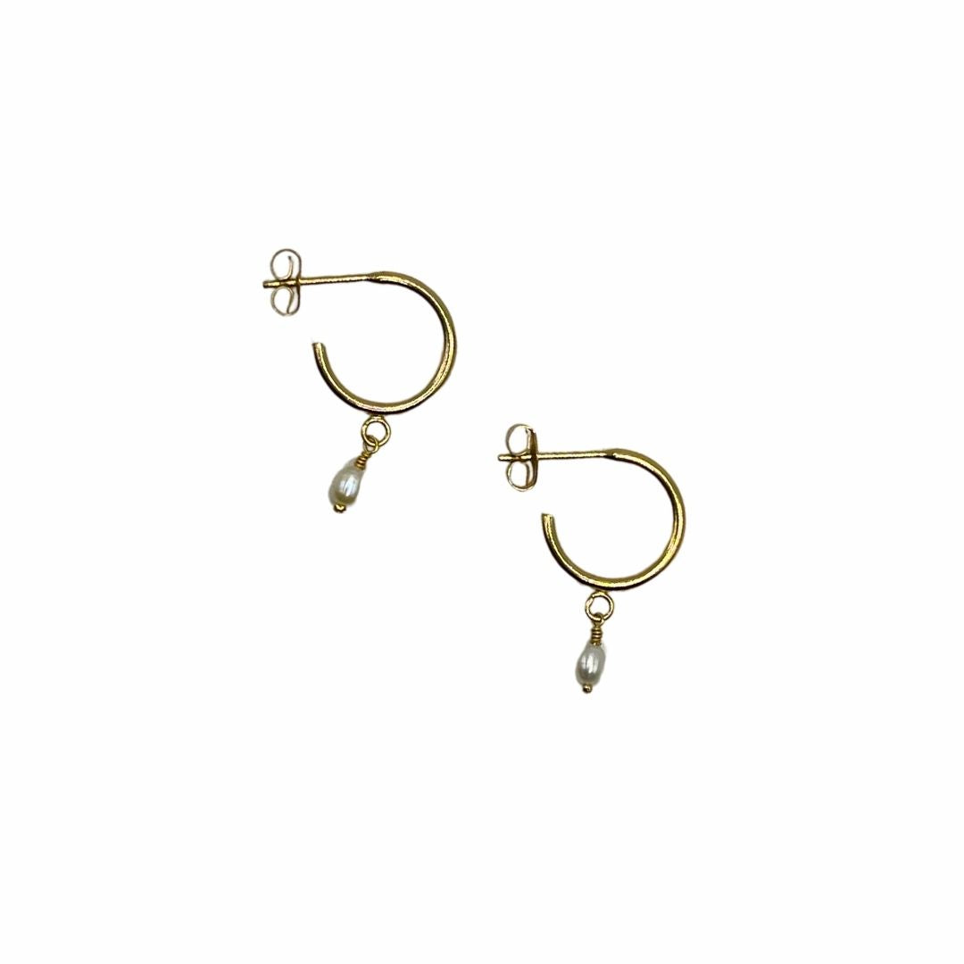 CAMI Pearl Huggie Hoops