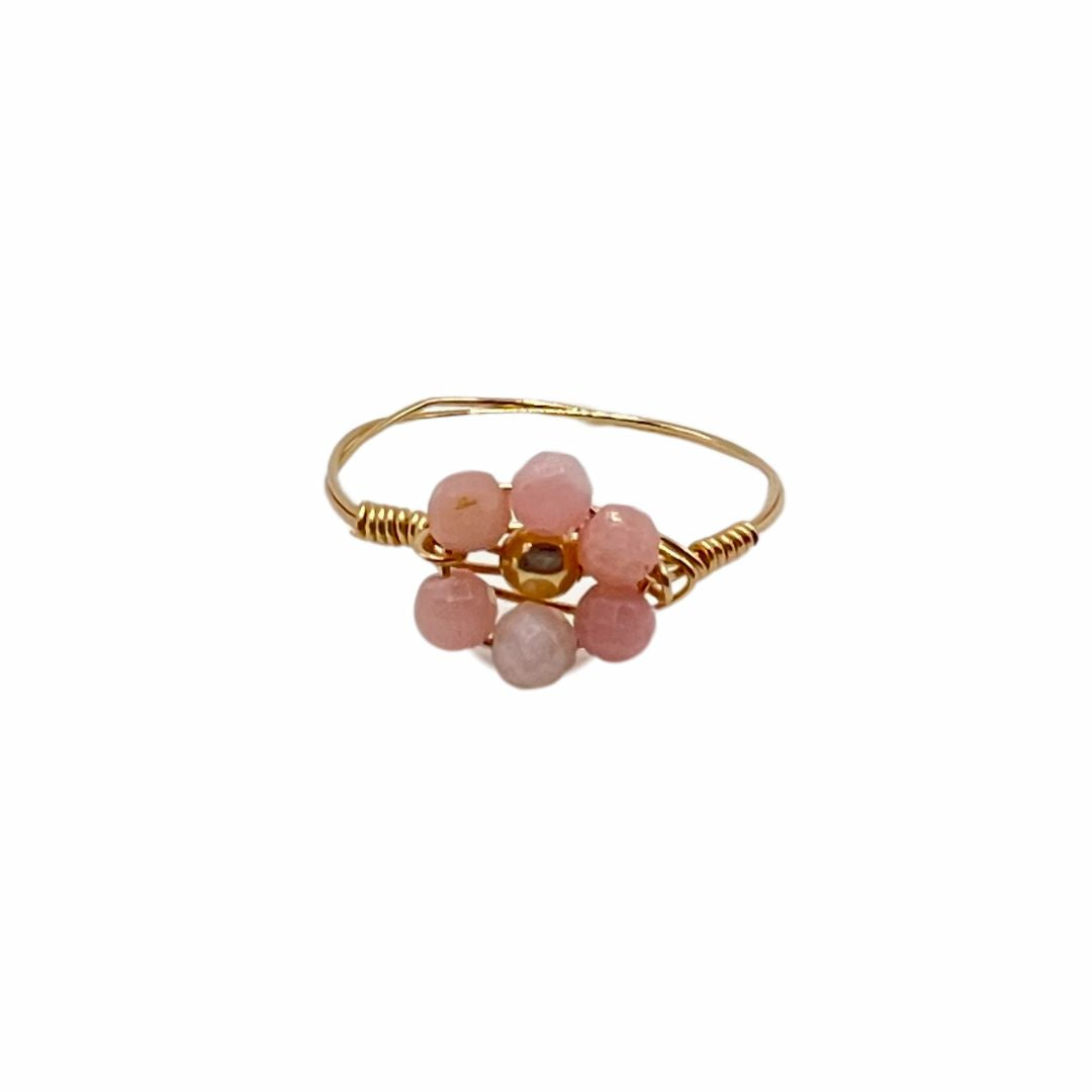 Pink Opal Daisy Ring