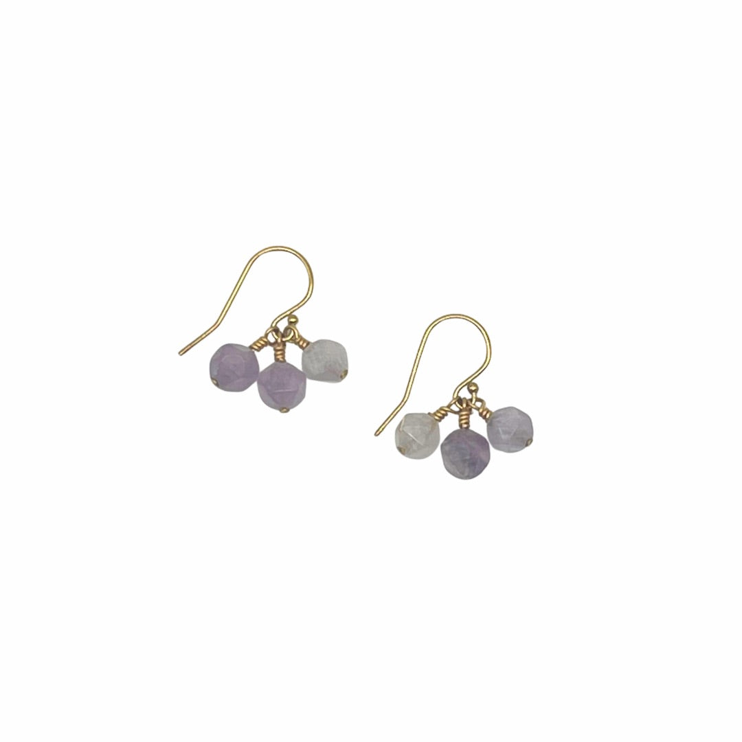 Amethyst Trio Drop Earrings