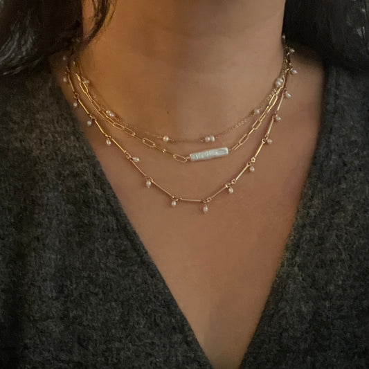 CAMI Pearl Bar Link Necklace