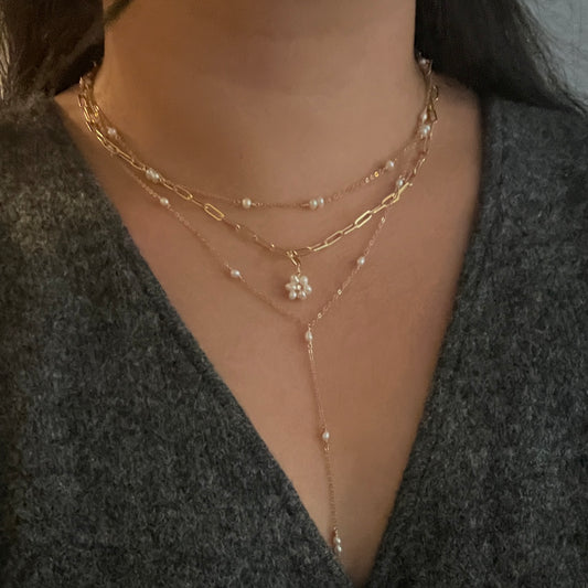 MILLIE Pearl Lariat Necklace