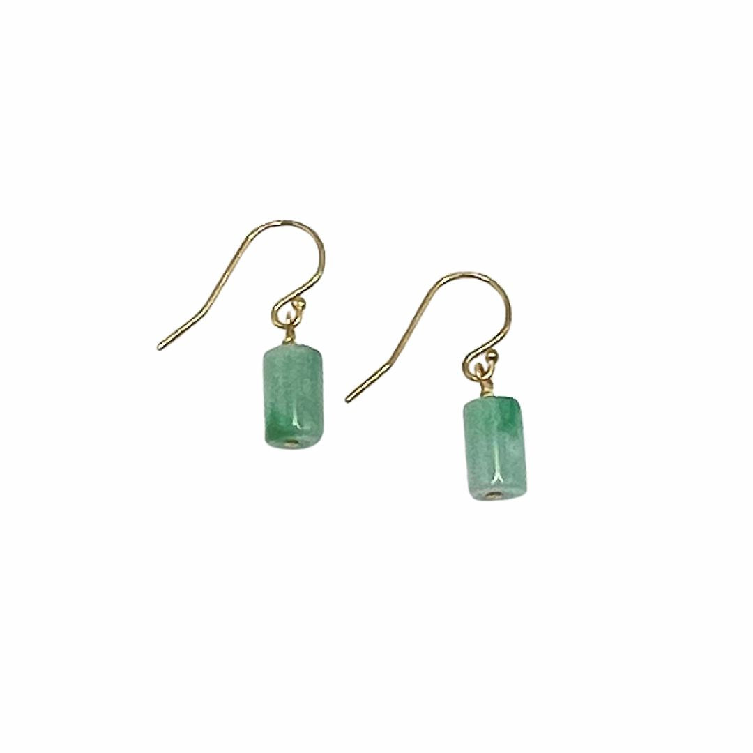 Jade Barrel Drop Earrings